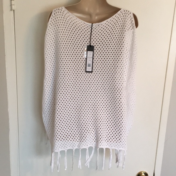 Michael Stars cold shoulder sweater w/Fringe - Picture 6 of 7